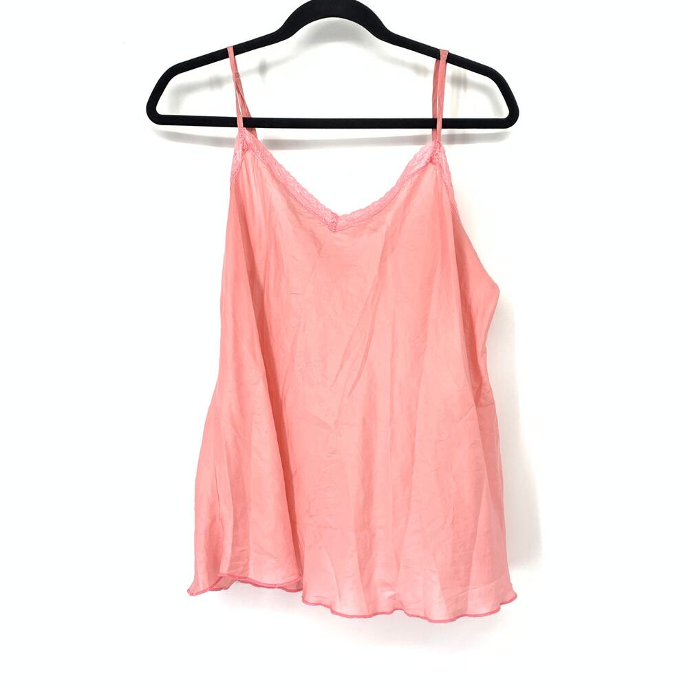 Johnny Was 4 Love & Liberty Silk Tank Top XL Pink Lace Trim Camisole Layering